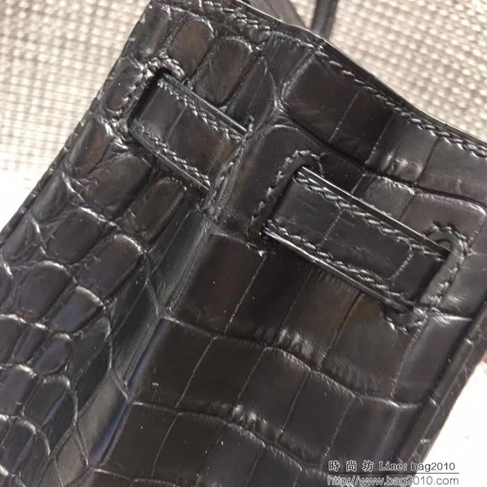 HERMES愛馬仕 birkin25cm 黑色 霧面進口尼羅鱷魚皮 手提包  Ama1139
